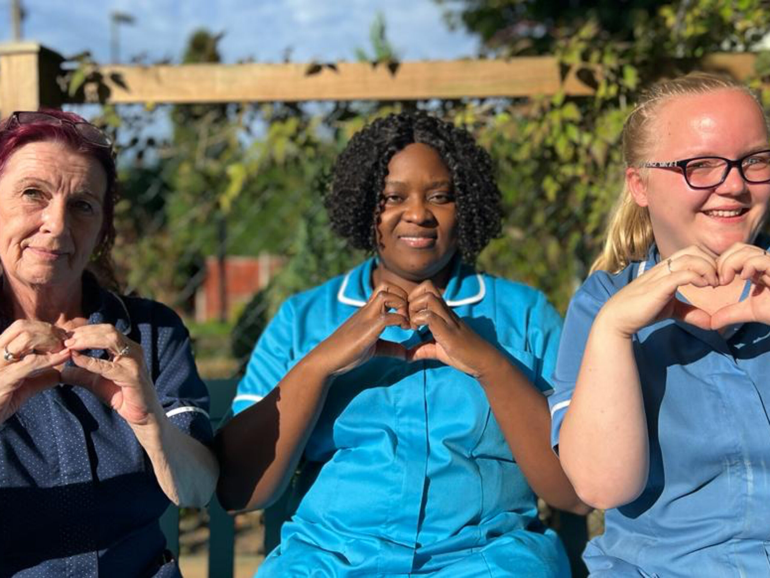 three members of the staff team at Greenbanks, residential care home in Liphook